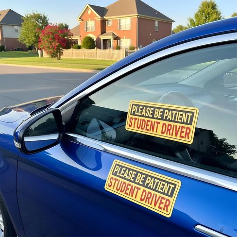 Student Driver Sticker for Car (2-Pack) - Non-Magnetic Removable Vinyl Decals, Reusable New Driver Sticker for Plastic Bumper & Aluminum Panels, Paint-Safe Car Window Stickers Calcomanías in Kuwait