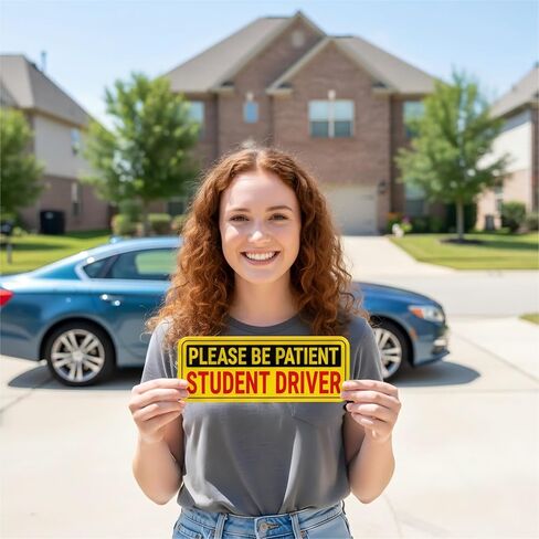 Student Driver Sticker for Car (2-Pack) - Non-Magnetic Removable Vinyl Decals, Reusable New Driver Sticker for Plastic Bumper & Aluminum Panels, Paint-Safe Car Window Stickers Calcomanías in Kuwait