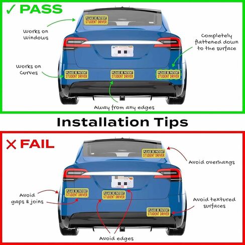 Student Driver Sticker for Car (2-Pack) - Non-Magnetic Removable Vinyl Decals, Reusable New Driver Sticker for Plastic Bumper & Aluminum Panels, Paint-Safe Car Window Stickers Calcomanías in Kuwait