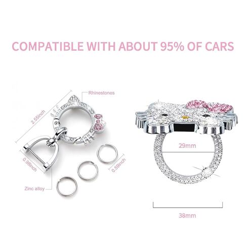2 Pcs Bling Pink Car Interior Accessories, Rhinestone Push to Start Button Cover with Keychain, Car Engine Start Stop Button Cover, Cute Car Decoration Sticker Decal for Women Girl in Saudi Arabia