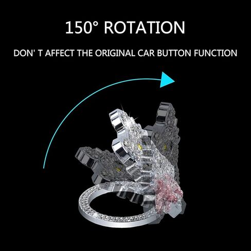 2 Pcs Bling Pink Car Interior Accessories, Rhinestone Push to Start Button Cover with Keychain, Car Engine Start Stop Button Cover, Cute Car Decoration Sticker Decal for Women Girl in Saudi Arabia