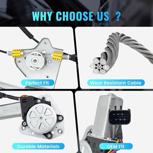 748-508 منظم نوافذ الطاقة لجانب السائق الأيسر الأمامي مع محرك 6 دبابيس متوافق مع كرايسلر تاون كانتري 2008-2010، كرايسلر تاون كانتري 2011-2016، دودج جراند كارافان 2008-2010، رام C/V 2012-2015، in Kuwait