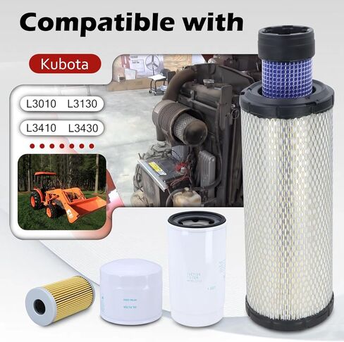 Maintenance Service Filter Kit Compatible with Kubota L3010 L3130 L3410 L3430 HST Replaces# TA040-93220 TA040-93230 HH164-32430 HHTA0-37710 15521-43160 in Kuwait