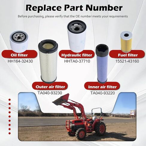 Maintenance Service Filter Kit Compatible with Kubota L3010 L3130 L3410 L3430 HST Replaces# TA040-93220 TA040-93230 HH164-32430 HHTA0-37710 15521-43160 in Kuwait