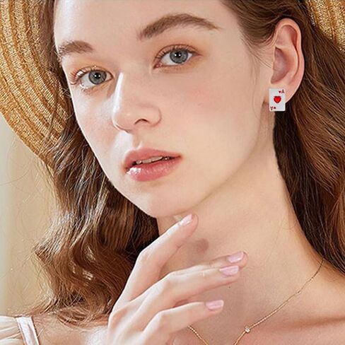 coadipress 3 Pcs Rhinestone Ace of Spades Necklace Earrings Bracelet For Women Men Cute Rhinestone Poker Stud Earrings Braided Leather Cool Bracelet Poker Jewerly Set in Saudi Arabia