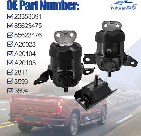 23353391 RWD Front Engine Mounts & Rear Trans Mount 3PCS Fits for Chevy Silverado 1500 GMC Sierra 1500 2.7L 2019-2021 85623476 85623475 in Kuwait