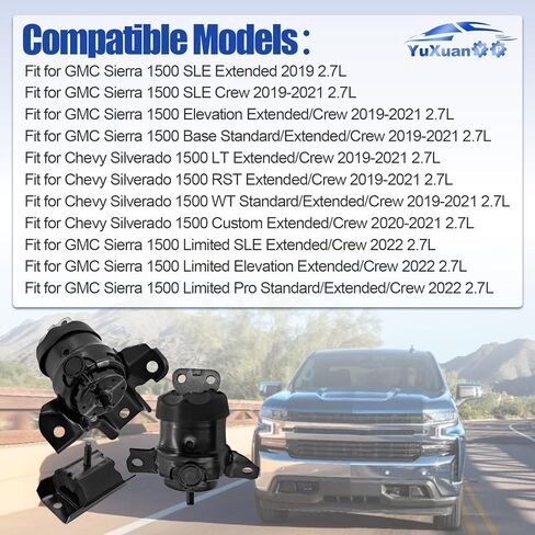 23353391 RWD Front Engine Mounts & Rear Trans Mount 3PCS Fits for Chevy Silverado 1500 GMC Sierra 1500 2.7L 2019-2021 85623476 85623475 in Kuwait