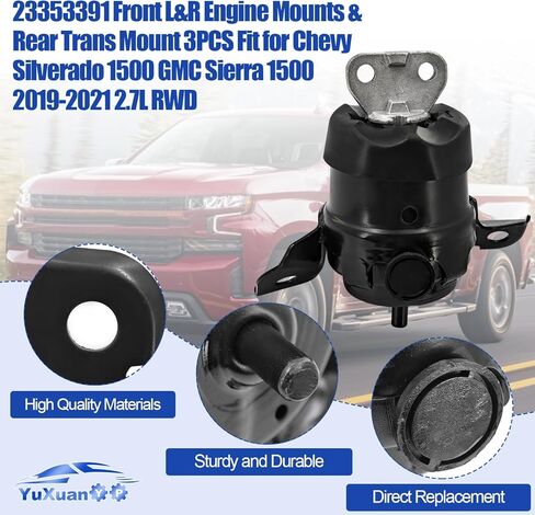 23353391 RWD Front Engine Mounts & Rear Trans Mount 3PCS Fits for Chevy Silverado 1500 GMC Sierra 1500 2.7L 2019-2021 85623476 85623475 in Kuwait