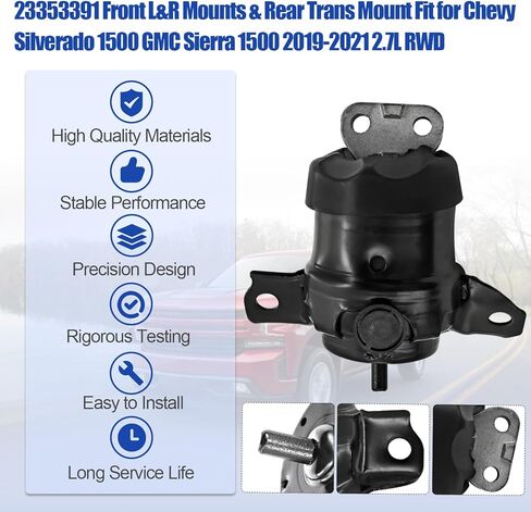 23353391 RWD Front Engine Mounts & Rear Trans Mount 3PCS Fits for Chevy Silverado 1500 GMC Sierra 1500 2.7L 2019-2021 85623476 85623475 in Kuwait