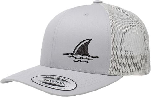 Embroidered Shark Fin Trucker Hat – Mesh Back Snapback Baseball Cap for Men & Women, Ocean Outdoor Style in Kuwait