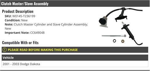 Clutch Master/Assembly - Compatible with 2001-2003 Dodge Dakota in Saudi Arabia