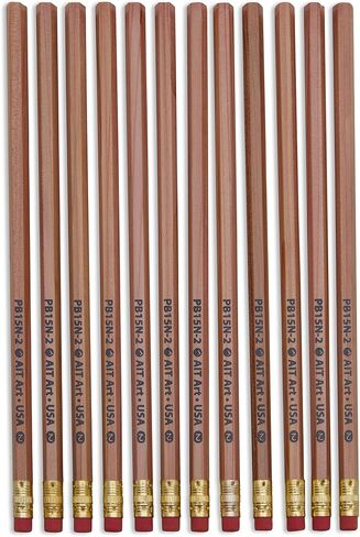 أقلام رصاص خشبية من AIT، عبوة من 12 قلمًا، غير مشحذ، رقم 2 رصاص HB، ممحاة خالية من اللاتكس، مصنوعة في الولايات المتحدة الأمريكية للتعامل مع أي مهمة كتابة بسهولة in Kuwait