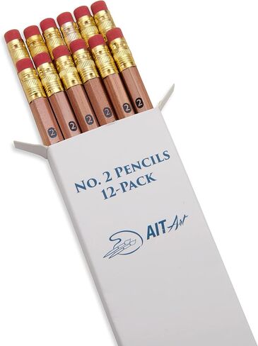 أقلام رصاص خشبية من AIT، عبوة من 12 قلمًا، غير مشحذ، رقم 2 رصاص HB، ممحاة خالية من اللاتكس، مصنوعة في الولايات المتحدة الأمريكية للتعامل مع أي مهمة كتابة بسهولة in Kuwait