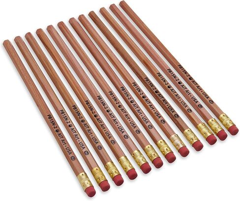 أقلام رصاص خشبية من AIT، عبوة من 12 قلمًا، غير مشحذ، رقم 2 رصاص HB، ممحاة خالية من اللاتكس، مصنوعة في الولايات المتحدة الأمريكية للتعامل مع أي مهمة كتابة بسهولة in Kuwait
