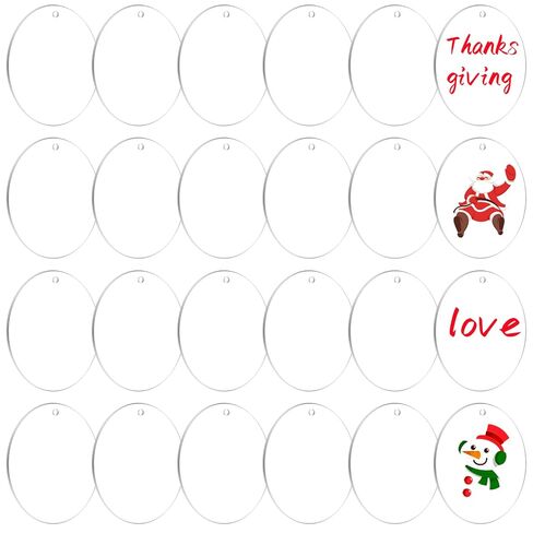 Clear Acrylic Ornaments Blank, 30 Pack Round Christmas Blanks, 4 Inch Diameter with Hole, Plastic Circles Disc for Holiday DIY Craft Decoration in Saudi Arabia