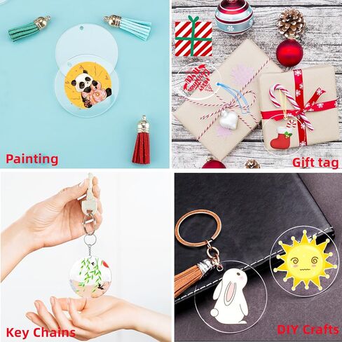 Clear Acrylic Ornaments Blank, 30 Pack Round Christmas Blanks, 4 Inch Diameter with Hole, Plastic Circles Disc for Holiday DIY Craft Decoration in Saudi Arabia