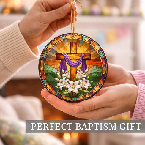 زينة عيد الفصح المتقاطعة، ديكور مرتفع، زخارف أكريليك لعيد الفصح من الزجاج الملون الصناعي، زينة عيد الفصح الدينية للمنزل، زينة عيد الفصح الكاثوليكية، حشوات السلة للرجال والنساء in Kuwait