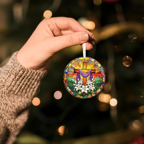 زينة عيد الفصح المتقاطعة، ديكور مرتفع، زخارف أكريليك لعيد الفصح من الزجاج الملون الصناعي، زينة عيد الفصح الدينية للمنزل، زينة عيد الفصح الكاثوليكية، حشوات السلة للرجال والنساء in Kuwait