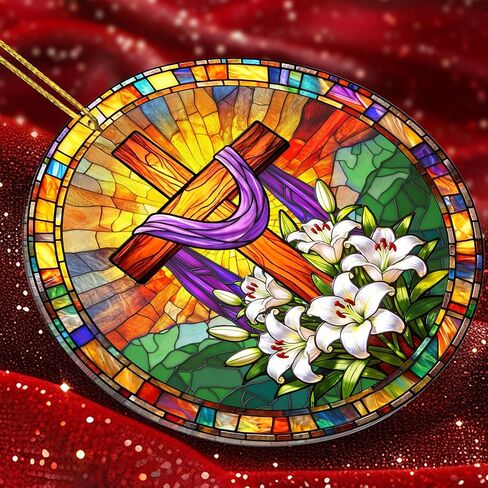 زينة عيد الفصح المتقاطعة، ديكور مرتفع، زخارف أكريليك لعيد الفصح من الزجاج الملون الصناعي، زينة عيد الفصح الدينية للمنزل، زينة عيد الفصح الكاثوليكية، حشوات السلة للرجال والنساء in Kuwait