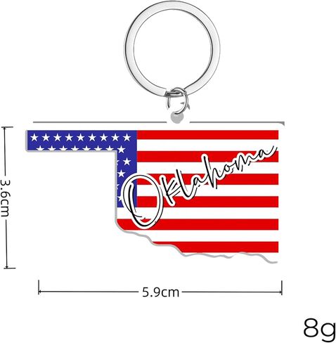 Oklahoma Souvenirs Keychain With Key Ring - American Flag Keychain, Key Holder For Gifts,Souvenirs From Usa,Spot M in Saudi Arabia
