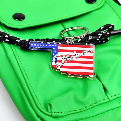 Oklahoma Souvenirs Keychain With Key Ring - American Flag Keychain, Key Holder For Gifts,Souvenirs From Usa,Spot M in Saudi Arabia