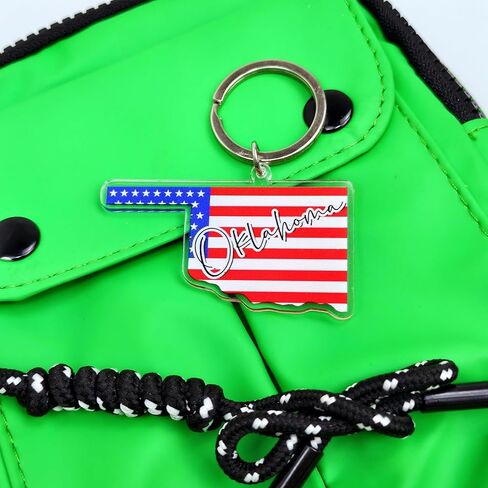Oklahoma Souvenirs Keychain With Key Ring - American Flag Keychain, Key Holder For Gifts,Souvenirs From Usa,Spot M in Saudi Arabia