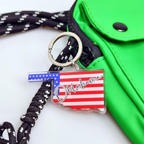 Oklahoma Souvenirs Keychain With Key Ring - American Flag Keychain, Key Holder For Gifts,Souvenirs From Usa,Spot M in Saudi Arabia