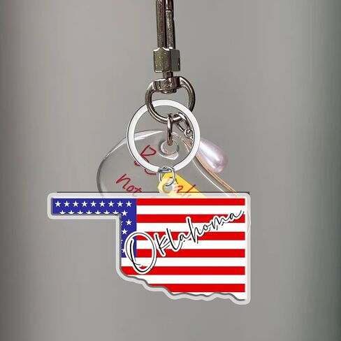 Oklahoma Souvenirs Keychain With Key Ring - American Flag Keychain, Key Holder For Gifts,Souvenirs From Usa,Spot M in Saudi Arabia