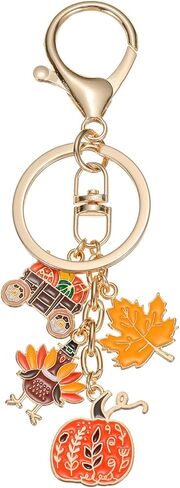 Thanksgiving Keychain Fall Key Chain Bag Charms Accessories, Pumpkin Turkey Maple Leaf Keychain Key Ring for Men Women Car Key Ring Bag Purse Accessories in Kuwait