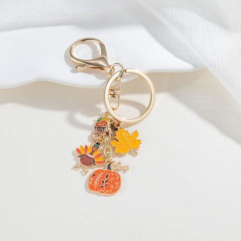 Thanksgiving Keychain Fall Key Chain Bag Charms Accessories, Pumpkin Turkey Maple Leaf Keychain Key Ring for Men Women Car Key Ring Bag Purse Accessories in Kuwait