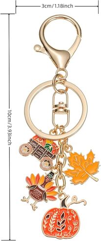 Thanksgiving Keychain Fall Key Chain Bag Charms Accessories, Pumpkin Turkey Maple Leaf Keychain Key Ring for Men Women Car Key Ring Bag Purse Accessories in Kuwait