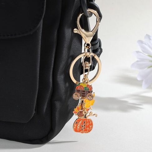Thanksgiving Keychain Fall Key Chain Bag Charms Accessories, Pumpkin Turkey Maple Leaf Keychain Key Ring for Men Women Car Key Ring Bag Purse Accessories in Kuwait