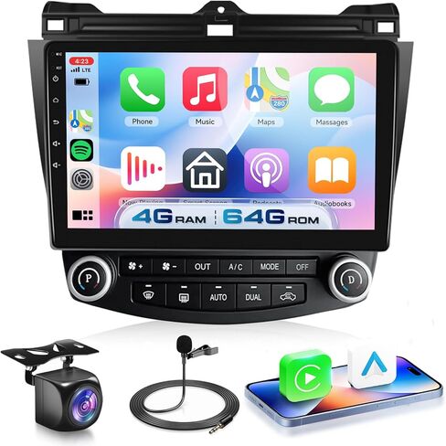 2G+64G for Honda Accord 7th 2003-2007 Android 13 Car Stereo with Wireless Carplay Android Auto, 10.1 Inch Touch Screen Car Radio Support GPS/WiFi/Bluetooth/FM/Voice Control/SWC/Backup Camera in Saudi Arabia