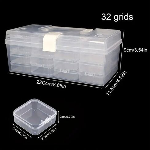 32 PCS Clear Plastic Organizer Box, Small Bead Organizers and Storage Containers with Hinged Lid for DIY Jewelry Making, Bead, Nail, Jewelry, Art, DIY Crafts, Fishing Tackle, Small Items in Saudi Arabia