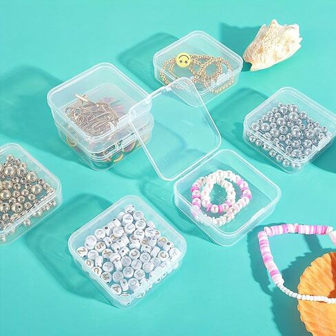 32 PCS Clear Plastic Organizer Box, Small Bead Organizers and Storage Containers with Hinged Lid for DIY Jewelry Making, Bead, Nail, Jewelry, Art, DIY Crafts, Fishing Tackle, Small Items in Saudi Arabia