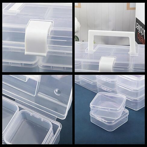 32 PCS Clear Plastic Organizer Box, Small Bead Organizers and Storage Containers with Hinged Lid for DIY Jewelry Making, Bead, Nail, Jewelry, Art, DIY Crafts, Fishing Tackle, Small Items in Saudi Arabia