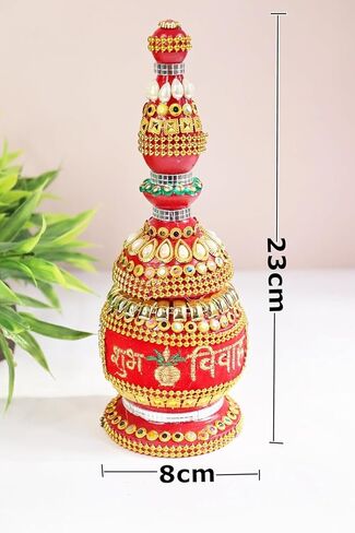 Assorted Design Fully Decorated Meenakari Sindhora/Sindoor Dani For Wedding, Multicolour, 23cm Height, 300gm Capacity in Saudi Arabia