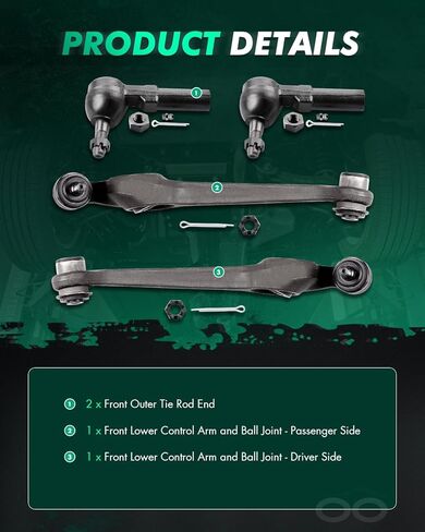 SCITOO 4pcs Front Suspension Kit Lower Control Arm Outer Tie Rod End fit 1991-1992 For Saturn SC 1993-2002 SC1 SC2 1991-2002 SL SL1 SL2 in Saudi Arabia