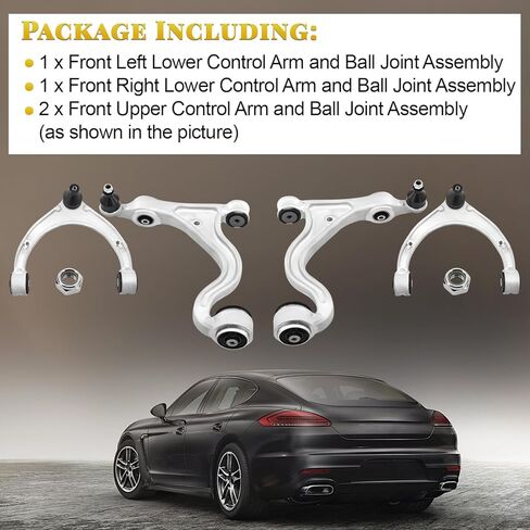4PCS Front Upper & Lower Control Arm Kit Compatible with Porsche Panamera 2014 2015 2016 3.0L 3.6L 4.8L Replace# 97034105323 97034105324 in Kuwait