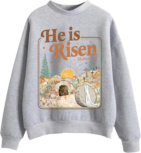 Happy Easter Sweatshirt True Story He Is Risen Sweatshirt Christian Jesus Easter Sweatshirts in Saudi Arabia