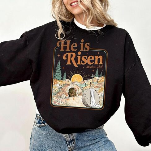 Happy Easter Sweatshirt True Story He Is Risen Sweatshirt Christian Jesus Easter Sweatshirts in Saudi Arabia