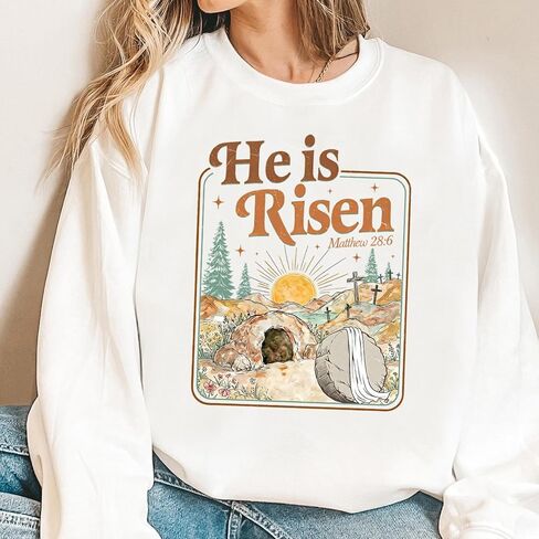 Happy Easter Sweatshirt True Story He Is Risen Sweatshirt Christian Jesus Easter Sweatshirts in Saudi Arabia