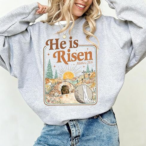 Happy Easter Sweatshirt True Story He Is Risen Sweatshirt Christian Jesus Easter Sweatshirts in Saudi Arabia