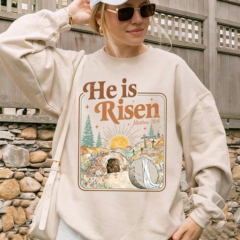 Happy Easter Sweatshirt True Story He Is Risen Sweatshirt Christian Jesus Easter Sweatshirts in Saudi Arabia