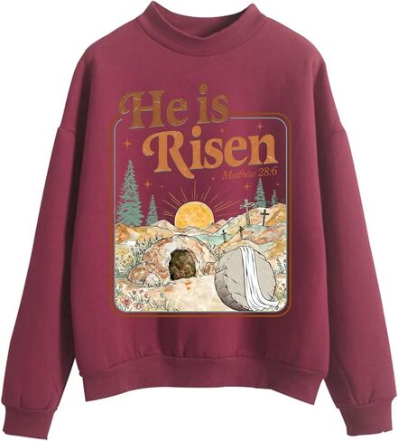 Happy Easter Sweatshirt True Story He Is Risen Sweatshirt Christian Jesus Easter Sweatshirts in Saudi Arabia