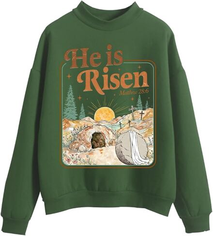 Happy Easter Sweatshirt True Story He Is Risen Sweatshirt Christian Jesus Easter Sweatshirts in Saudi Arabia