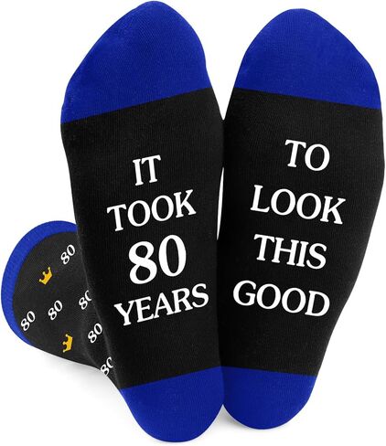 80th Birthday Gifts for Men,Dad Brother Boyfriend Grandpa Husband Father Best Friend Son Happy,Funny Novelty Socks in Kuwait