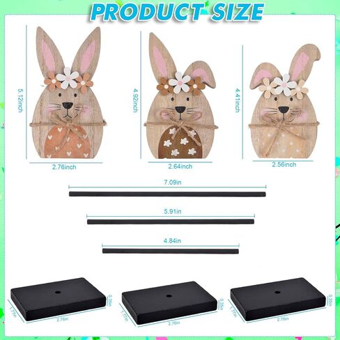 3 Pcs Easter Bunny Wooden Table Decor - Easter Rabbit Standing Tabletop Decorations, Rustic Bunny Block Sign Tiered Tray Decor, Farmhouse Wooden Centerpiece for Spring Party Home Mantel Office Desk in Saudi Arabia