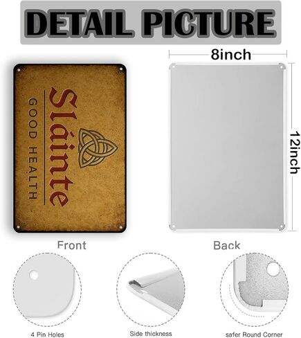 علامة Sláinte Good Health مقاس 8x12 بوصة - ديكور جدار أيرلندي عتيق مع فن رمز ريفي - علامة Slainte للبار أو الحانة أو المطبخ - هدية أيرلندية لتزيين كهف المنزل أو الرجل in Kuwait