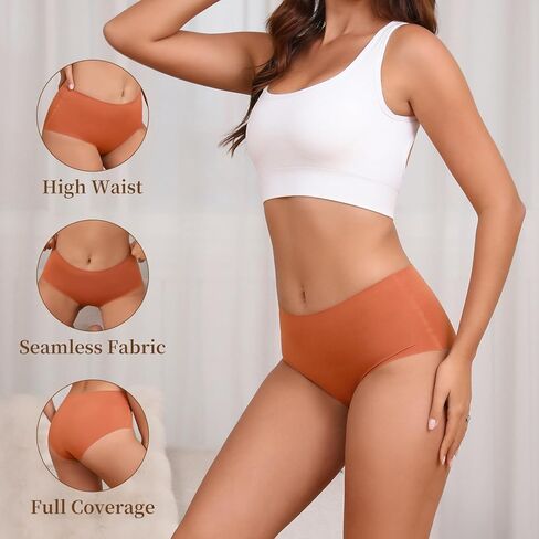 Seamless High Waist Underwear No Show Panties Breathable Stretch Hipster Briefs Full Coverage Multipack 6-Pack in Saudi Arabia